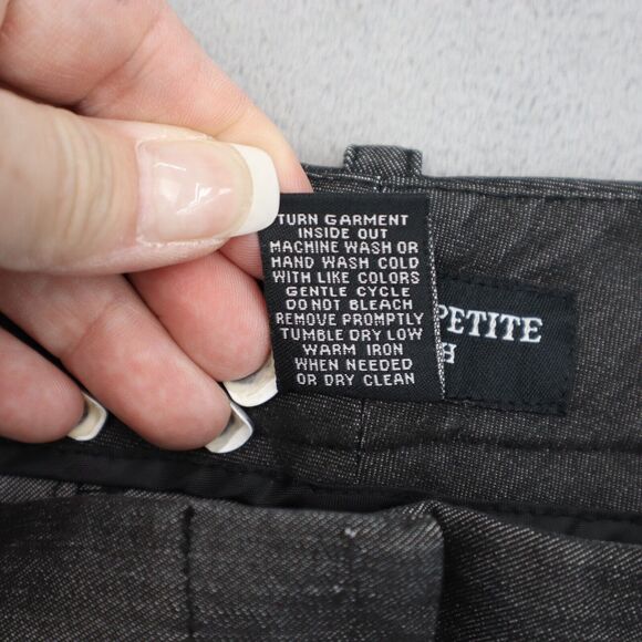 Larry Levine Pants Womens 6P Black Petite Stretch Straight Leg Slash Pockets - Picture 3 of 14